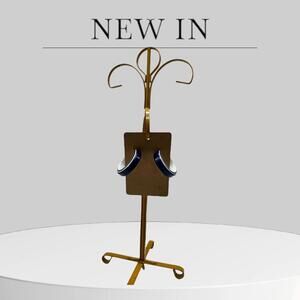 Vintage Womens Blue & White Striped Hoop Earrings Trendy Statement Jewelry